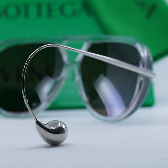 Bottega Veneta BV1273S 009 Geometric Sunglasses - Transparent Grey Silver/Brown main image 6